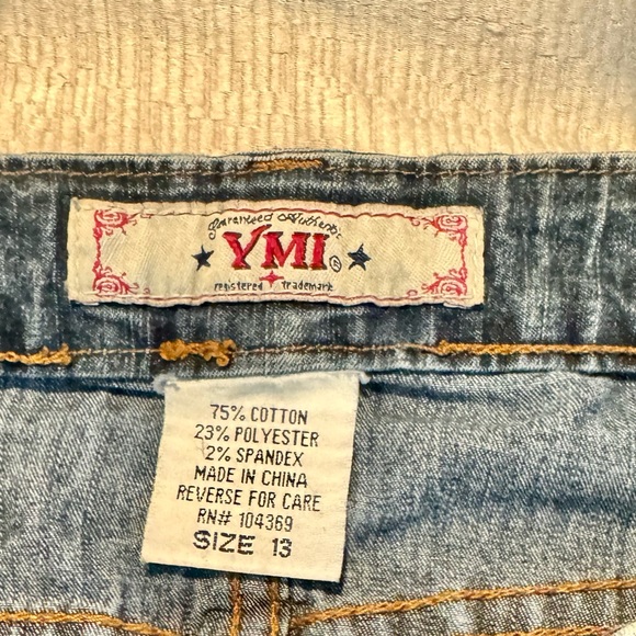 YMI Studded Pockets Blue Jean/Denim Mini Skirt. Size 13. Super cute & stretchy. - Picture 4 of 5